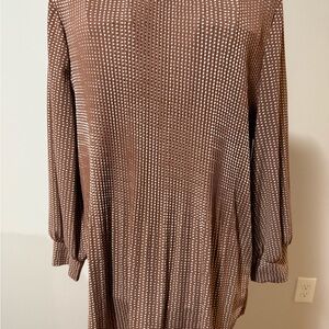 Adrianna Papell Brown and White Polka Dot Top